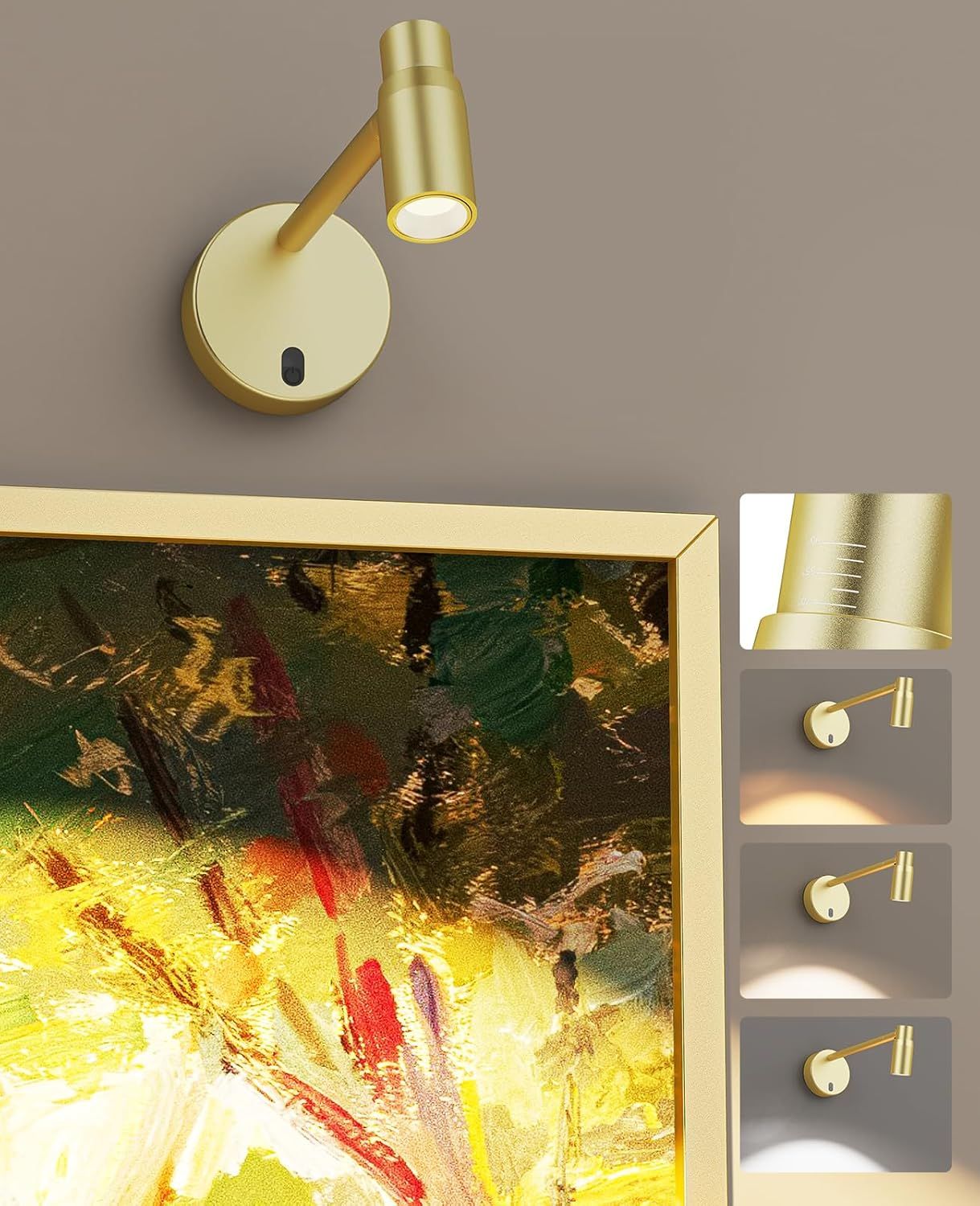 Zoomable Battery Operated Dimmable Picture Light with Remote - Gold - Home & Garden > Lighting > Wall Lights - Rivercity House & Home Co. (ABN 18 642 972 209) - Affordable Modern Furniture Australia