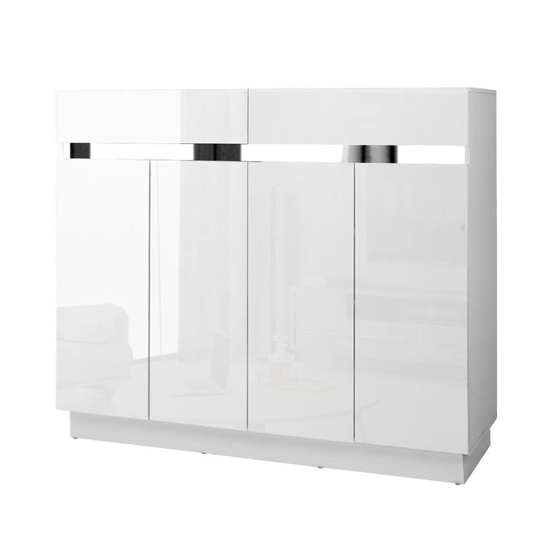 120cm Shoe Cabinet Storage Rack High Gloss Front White - Rivercity House & Home Co. (ABN 18 642 972 209) - Affordable Modern Furniture Australia