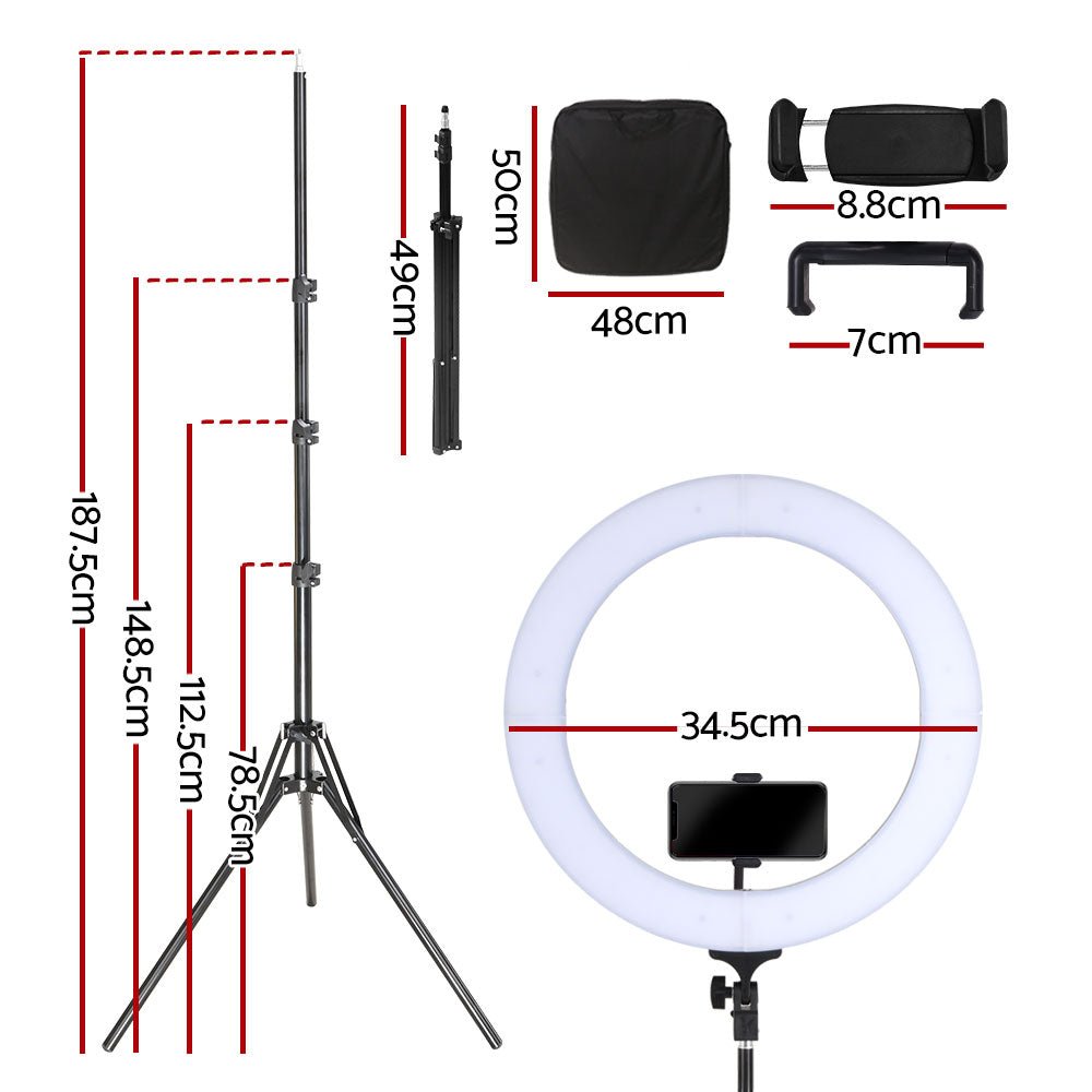 14" LED Ring Light 5600K 3000LM Dimmable Stand MakeUp Studio Video - Audio & Video > Photography - Rivercity House & Home Co. (ABN 18 642 972 209) - Affordable Modern Furniture Australia
