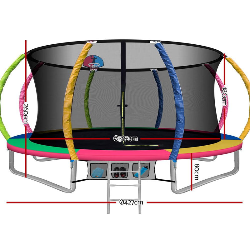 14FT Trampoline with Basketball Hoop and Safety Enclosure (Multi-coloured) - Rivercity House & Home Co. (ABN 18 642 972 209) - Affordable Modern Furniture Australia