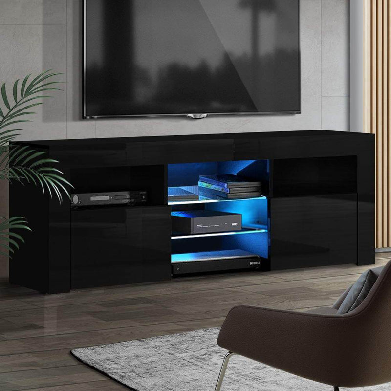 160CM LED Entertainment Unit - Black - Rivercity House & Home Co. (ABN 18 642 972 209) - Affordable Modern Furniture Australia