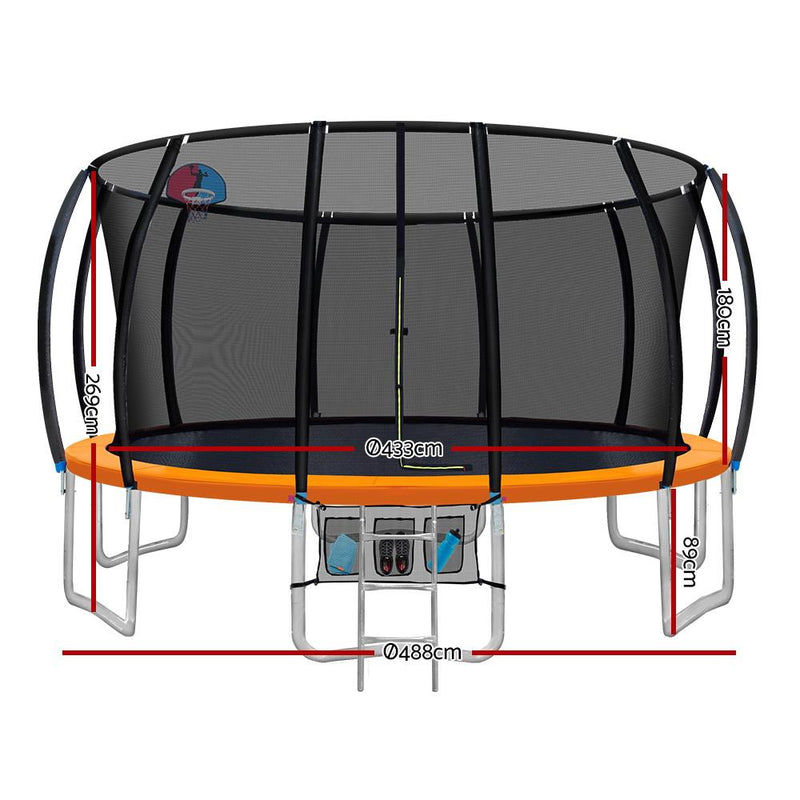 16FT Trampoline With Safety Net & Basketball Hoop (Orange) - Rivercity House & Home Co. (ABN 18 642 972 209) - Affordable Modern Furniture Australia