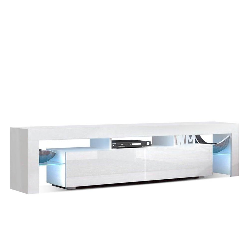 189CM LED Entertainment Unit in White Gloss - Rivercity House & Home Co. (ABN 18 642 972 209) - Affordable Modern Furniture Australia