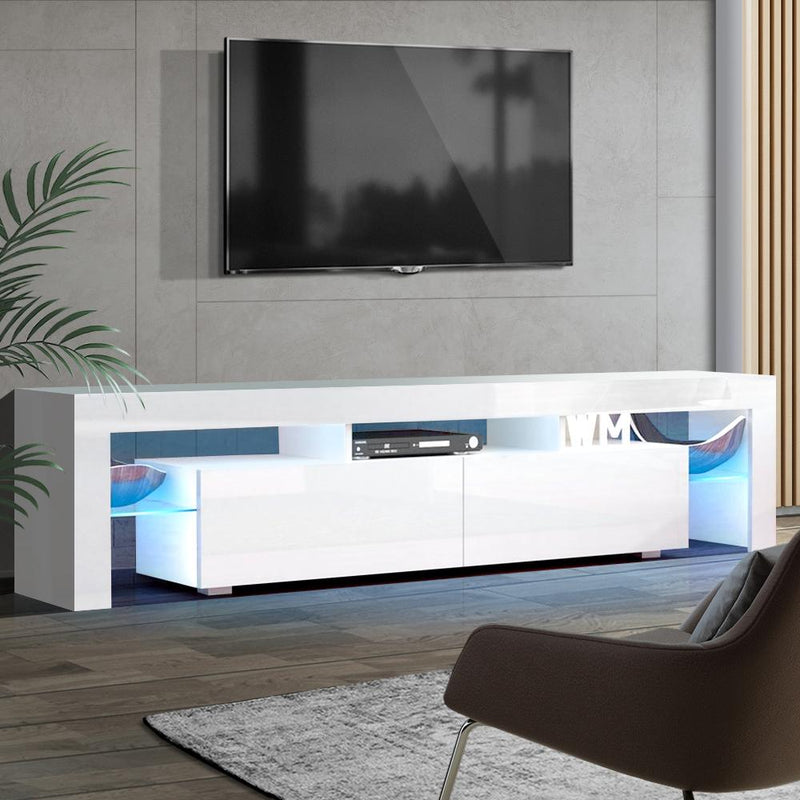 189CM LED Entertainment Unit in White Gloss - Rivercity House & Home Co. (ABN 18 642 972 209) - Affordable Modern Furniture Australia