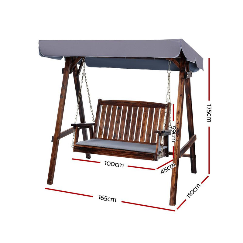 2 Seater Outdoor Wooden Swing Chair - Rivercity House & Home Co. (ABN 18 642 972 209) - Affordable Modern Furniture Australia