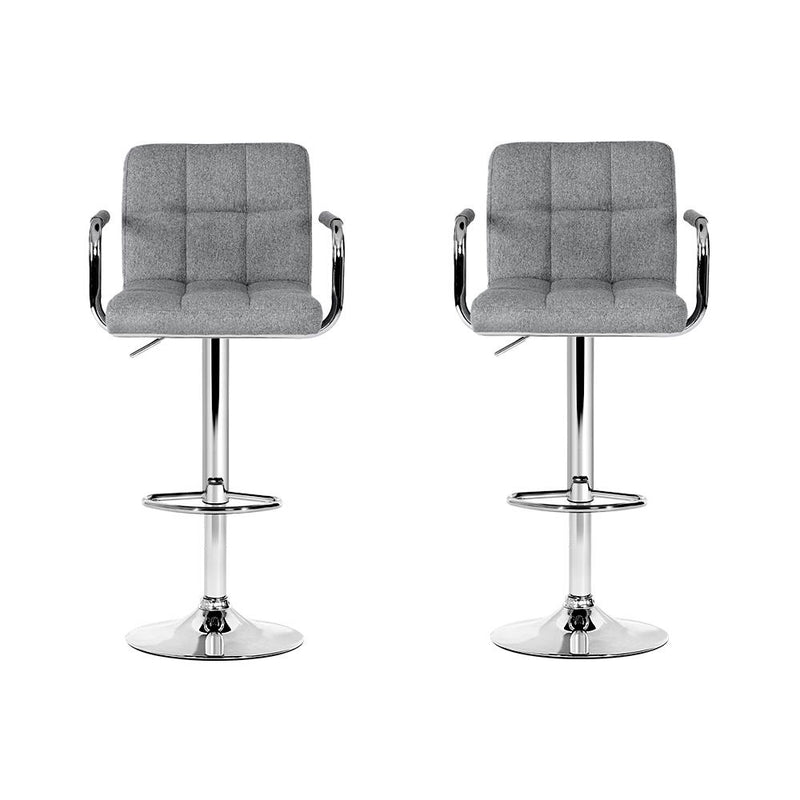 2 x Bar Stools Gas lift Swivel - Steel and Grey - Rivercity House & Home Co. (ABN 18 642 972 209) - Affordable Modern Furniture Australia