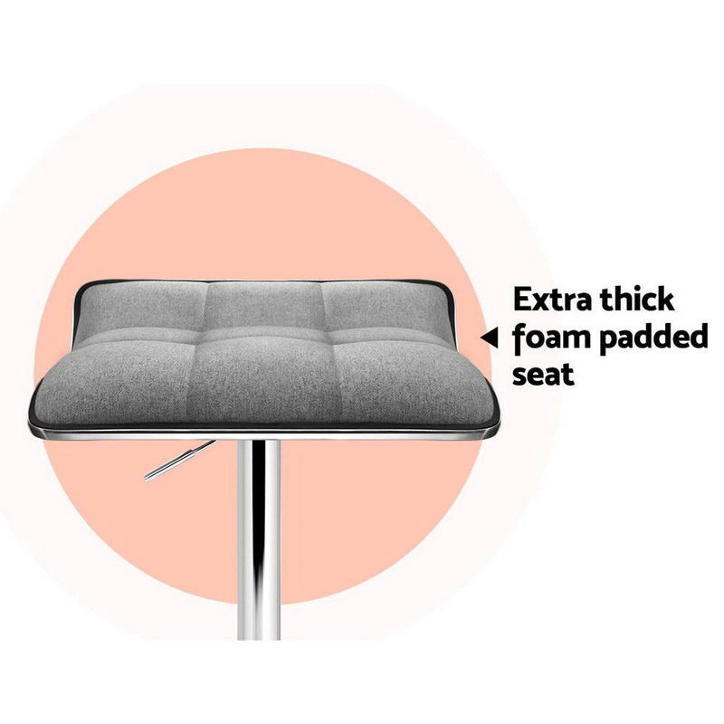 2 x Fabric Bar Stools Grey - Furniture - Rivercity House & Home Co. (ABN 18 642 972 209) - Affordable Modern Furniture Australia