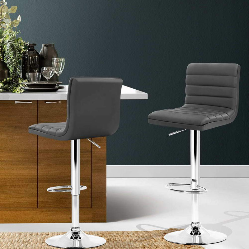 2 x Gas Lift Bar Stools Grey - Rivercity House & Home Co. (ABN 18 642 972 209) - Affordable Modern Furniture Australia