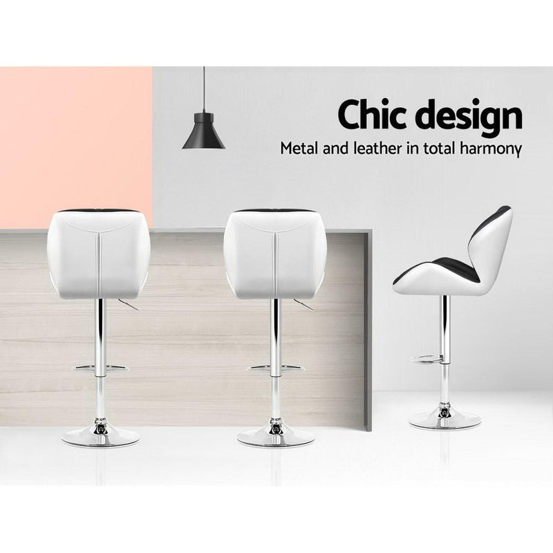 2 x Kitchen Bar Stools - White, Black and Chrome - Rivercity House & Home Co. (ABN 18 642 972 209) - Affordable Modern Furniture Australia