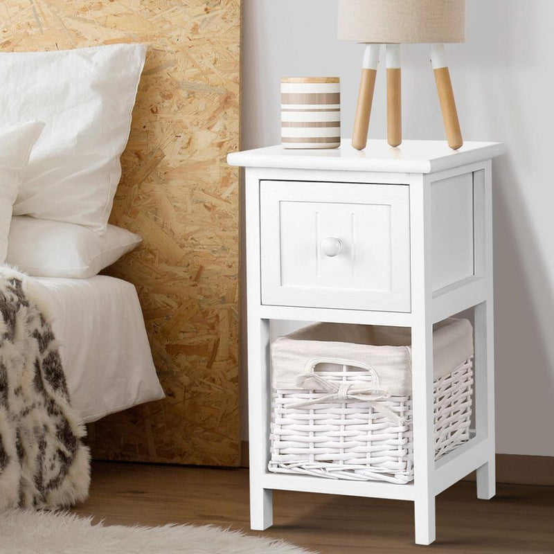 2 x White Rustic Bedside Tables (Twin Pack) - Rivercity House & Home Co. (ABN 18 642 972 209) - Affordable Modern Furniture Australia