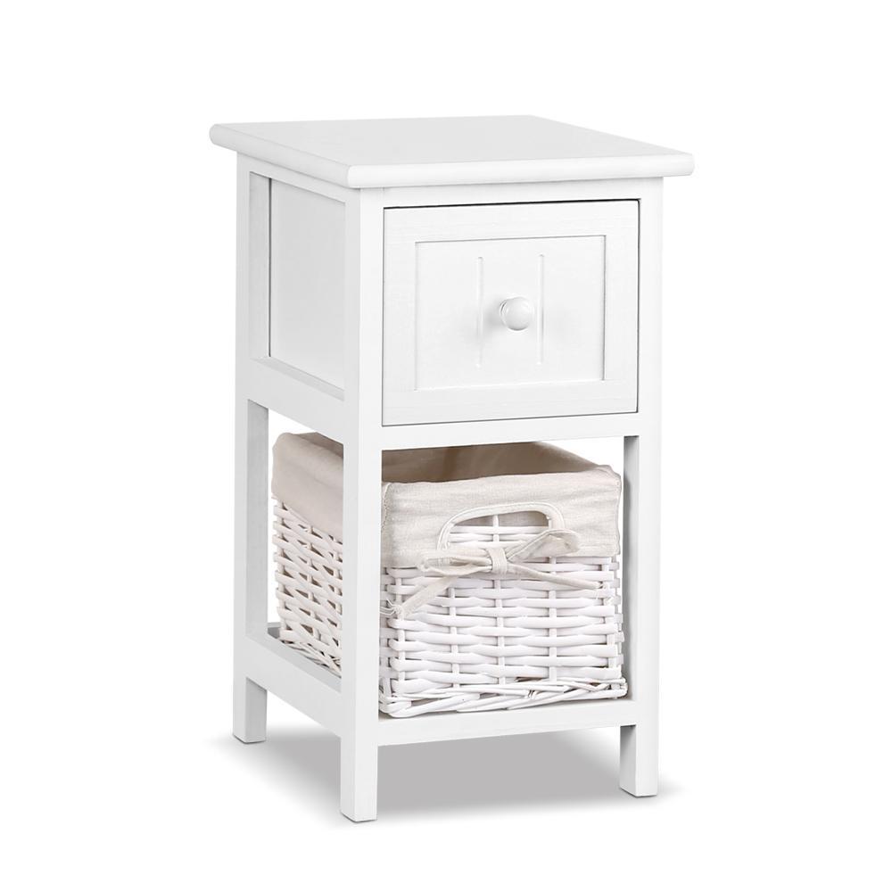 2 x White Rustic Bedside Tables (Twin Pack) - Rivercity House & Home Co. (ABN 18 642 972 209) - Affordable Modern Furniture Australia