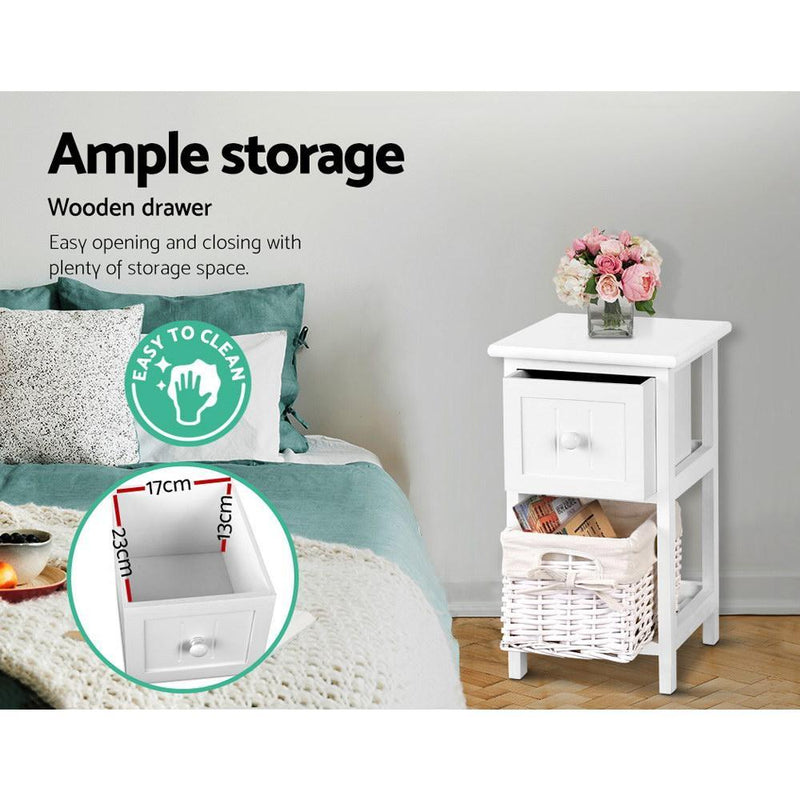 2 x White Rustic Bedside Tables (Twin Pack) - Rivercity House & Home Co. (ABN 18 642 972 209) - Affordable Modern Furniture Australia