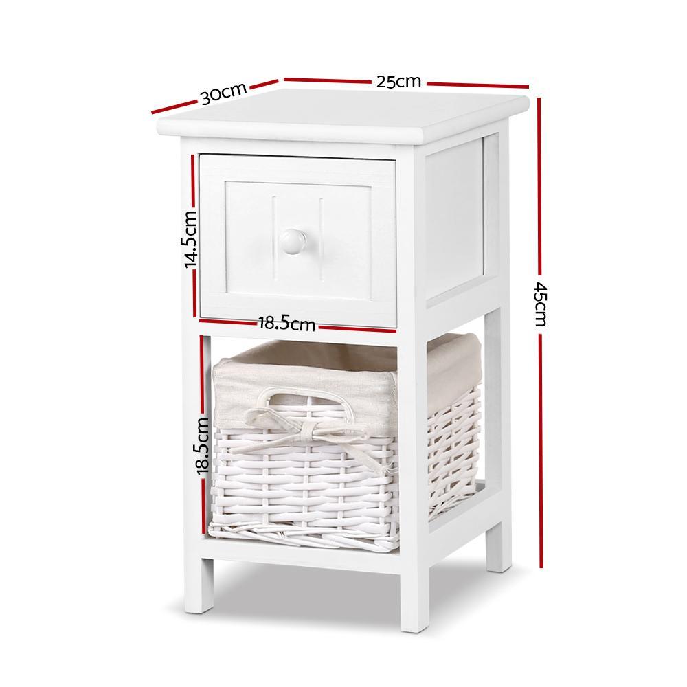 2 x White Rustic Bedside Tables (Twin Pack) - Rivercity House & Home Co. (ABN 18 642 972 209) - Affordable Modern Furniture Australia
