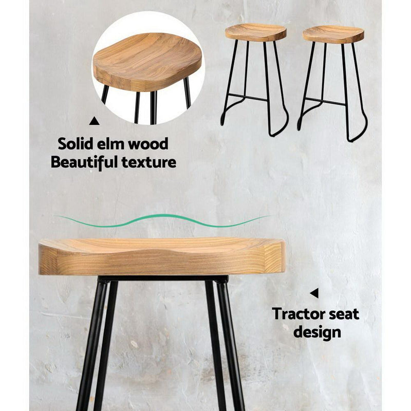 2 x Wooden Barstools 65CM - Rivercity House & Home Co. (ABN 18 642 972 209) - Affordable Modern Furniture Australia
