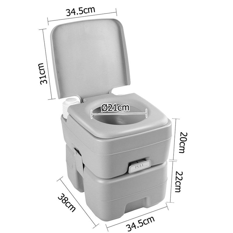 20L Portable Outdoor Camping Toilet - Grey - Outdoor > Camping - Rivercity House & Home Co. (ABN 18 642 972 209) - Affordable Modern Furniture Australia