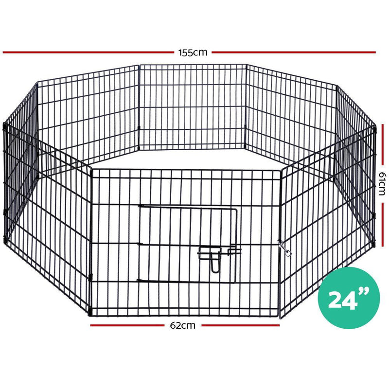 24" 8 Panel Pet Dog Playpen Puppy Exercise Cage Enclosure Play Pen Fence - Rivercity House & Home Co. (ABN 18 642 972 209) - Affordable Modern Furniture Australia