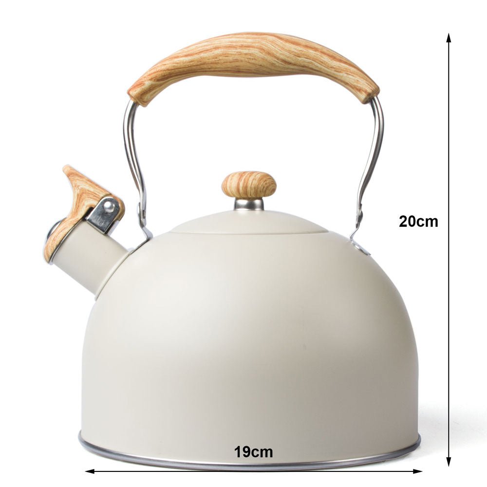 2.5 Liter Tea Whistling Kettle Stainless Steel Modern Whistling Tea Pot for Stovetop Cream - Home & Garden > Kitchenware - Rivercity House & Home Co. (ABN 18 642 972 209) - Affordable Modern Furniture Australia