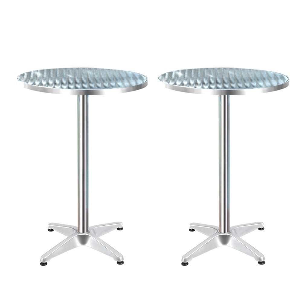 2pcs Outdoor Bar Table Furniture Adjustable Aluminium Cafe Table Round - Furniture > Outdoor - Rivercity House & Home Co. (ABN 18 642 972 209) - Affordable Modern Furniture Australia