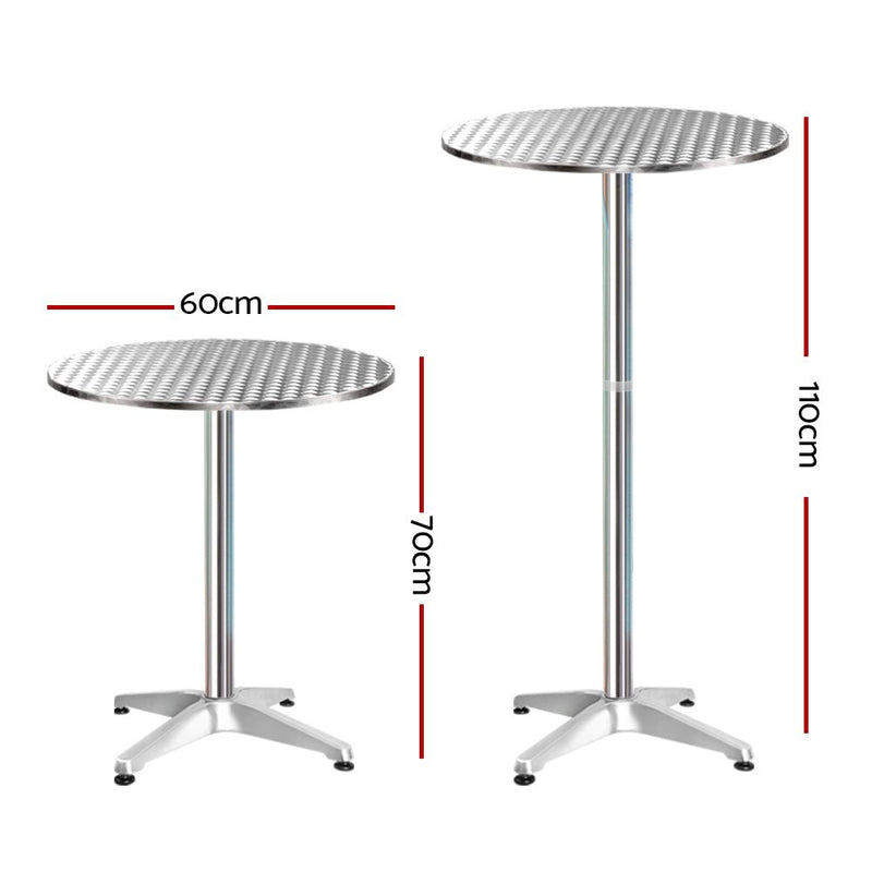 2pcs Outdoor Bar Table Furniture Adjustable Aluminium Cafe Table Round - Furniture > Outdoor - Rivercity House & Home Co. (ABN 18 642 972 209) - Affordable Modern Furniture Australia