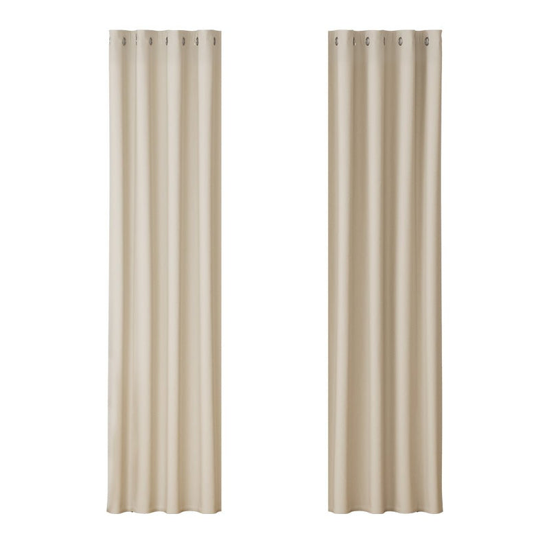 2X Blockout Curtains Blackout Window Curtain Eyelet 140x230cm Beige - Home & Garden > Curtains - Rivercity House & Home Co. (ABN 18 642 972 209) - Affordable Modern Furniture Australia