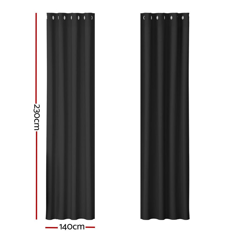 2X Blockout Curtains Blackout Window Curtain Eyelet 140x230cm Black - Home & Garden > Curtains - Rivercity House & Home Co. (ABN 18 642 972 209) - Affordable Modern Furniture Australia