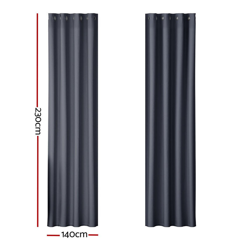 2X Blockout Curtains Blackout Window Curtain Eyelet 140x230cm Charcoal - Home & Garden > Curtains - Rivercity House & Home Co. (ABN 18 642 972 209) - Affordable Modern Furniture Australia