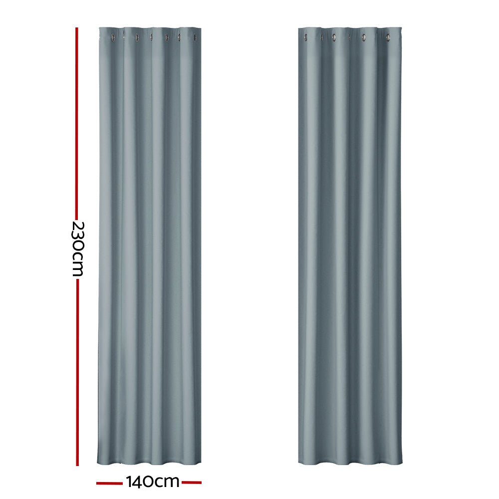 2X Blockout Curtains Blackout Window Curtain Eyelet 140x230cm Grey - Home & Garden > Curtains - Rivercity House & Home Co. (ABN 18 642 972 209) - Affordable Modern Furniture Australia