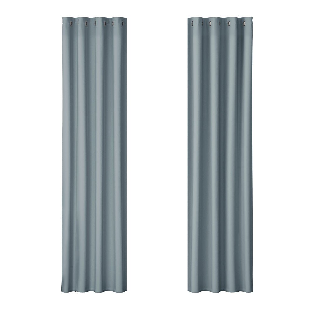 2X Blockout Curtains Blackout Window Curtain Eyelet 140x230cm Grey - Home & Garden > Curtains - Rivercity House & Home Co. (ABN 18 642 972 209) - Affordable Modern Furniture Australia