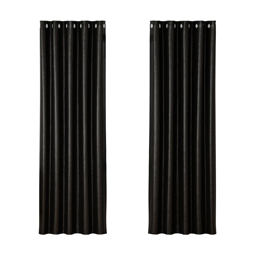 2X Blockout Curtains Blackout Window Curtain Eyelet 180x213cm Black - Home & Garden > Curtains - Rivercity House & Home Co. (ABN 18 642 972 209) - Affordable Modern Furniture Australia