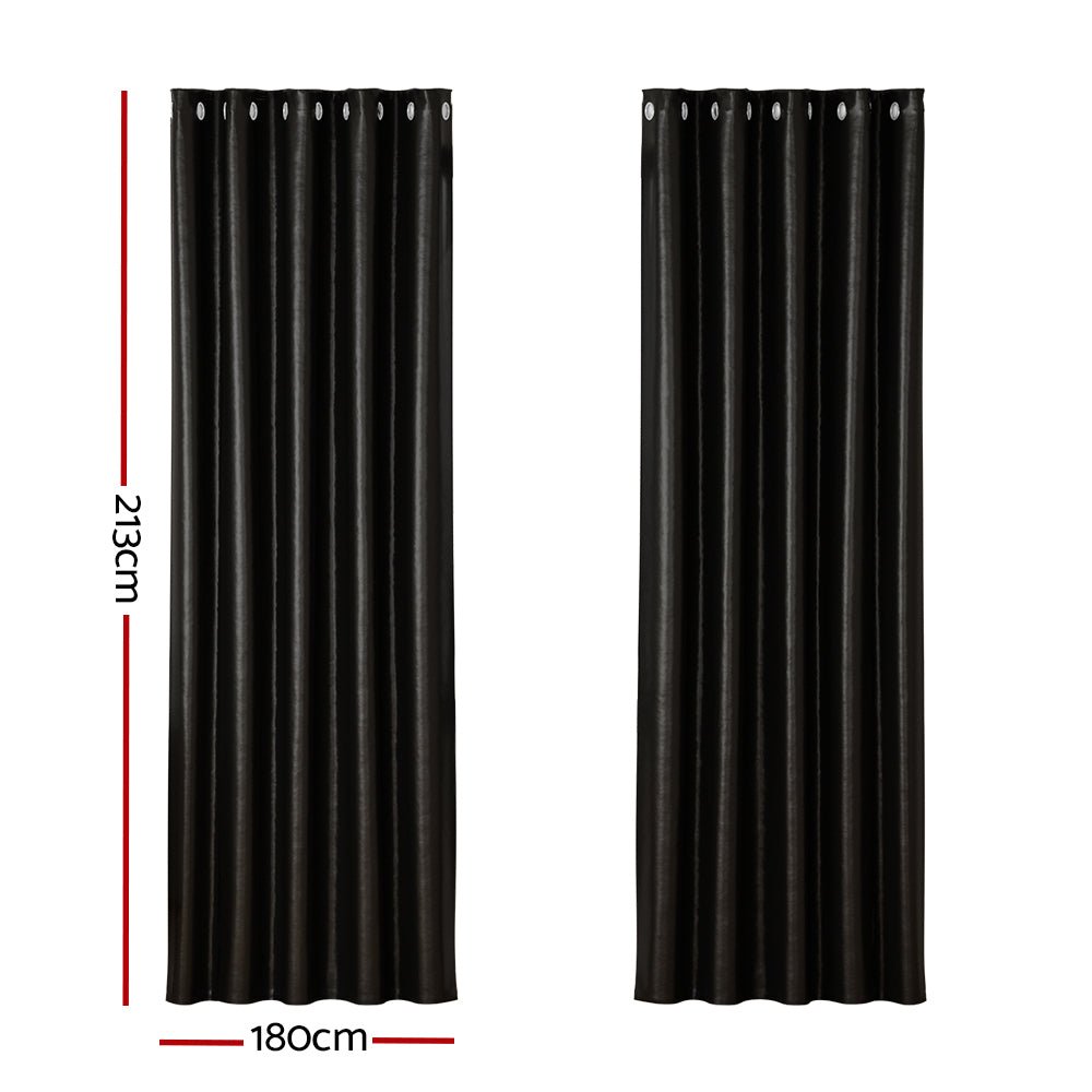2X Blockout Curtains Blackout Window Curtain Eyelet 180x213cm Black - Home & Garden > Curtains - Rivercity House & Home Co. (ABN 18 642 972 209) - Affordable Modern Furniture Australia