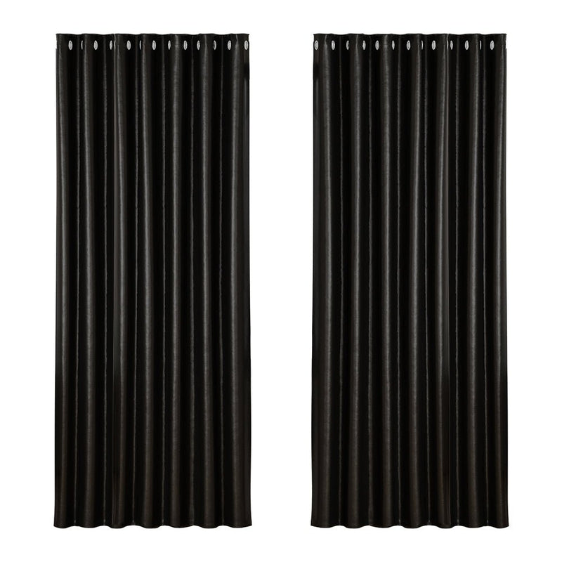 2X Blockout Curtains Blackout Window Curtain Eyelet 240x230cm Black - Home & Garden > Curtains - Rivercity House & Home Co. (ABN 18 642 972 209) - Affordable Modern Furniture Australia