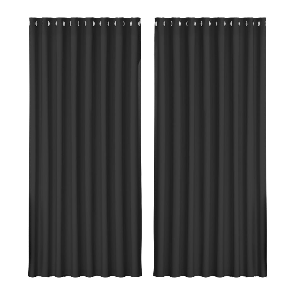 2X Blockout Curtains Blackout Window Curtain Eyelet 300x230cm Black - Home & Garden > Curtains - Rivercity House & Home Co. (ABN 18 642 972 209) - Affordable Modern Furniture Australia