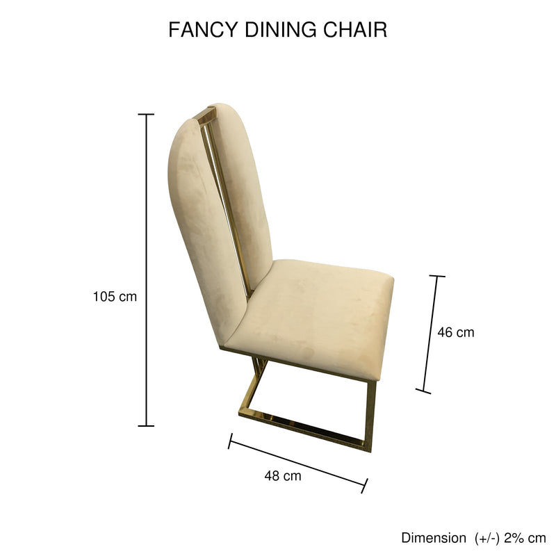 2X Dining Chair Stainless Gold Frame & Seat Beige Fabric - Furniture > Bar Stools & Chairs - Rivercity House & Home Co. (ABN 18 642 972 209) - Affordable Modern Furniture Australia