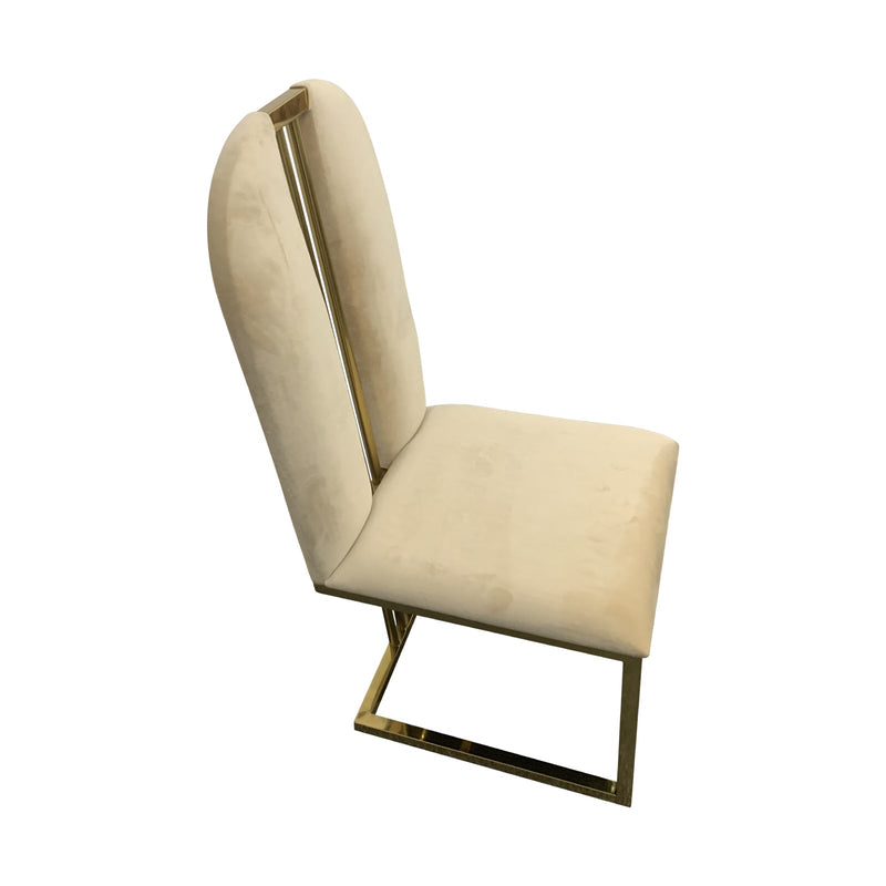 2X Dining Chair Stainless Gold Frame & Seat Beige Fabric - Furniture > Bar Stools & Chairs - Rivercity House & Home Co. (ABN 18 642 972 209) - Affordable Modern Furniture Australia