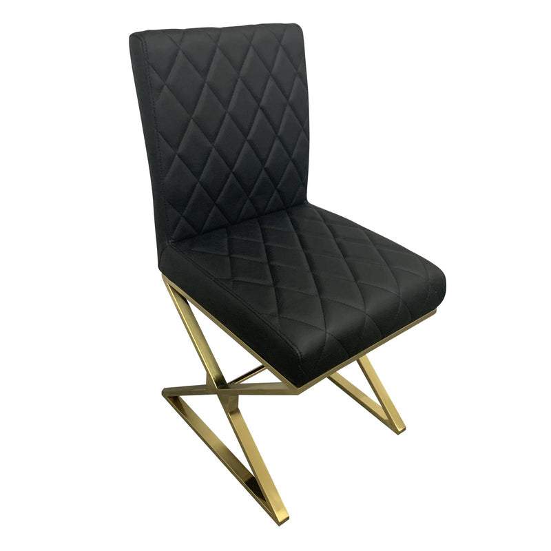 2X Dining Chair Stainless Gold Frame & Seat Black PU Leather - Furniture > Bar Stools & Chairs - Rivercity House & Home Co. (ABN 18 642 972 209) - Affordable Modern Furniture Australia