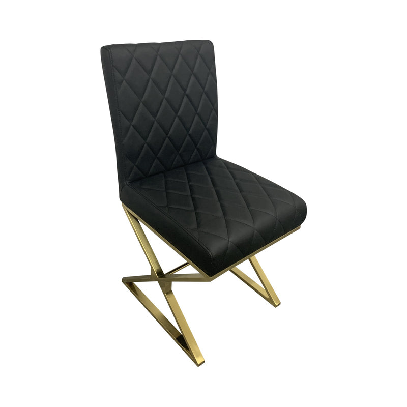 2X Dining Chair Stainless Gold Frame & Seat Black PU Leather - Furniture > Bar Stools & Chairs - Rivercity House & Home Co. (ABN 18 642 972 209) - Affordable Modern Furniture Australia