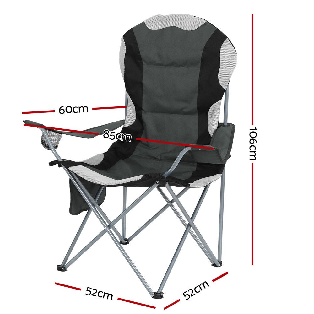 2X Folding Camping Chairs Arm Chair Portable Outdoor Beach Fishing BBQ - Outdoor > Camping - Rivercity House & Home Co. (ABN 18 642 972 209) - Affordable Modern Furniture Australia