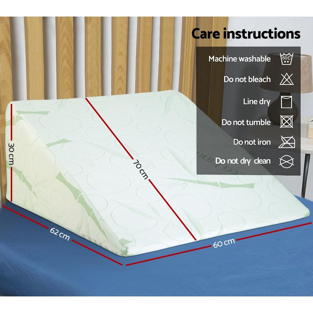 2X Memory Foam Wedge Pillows Neck Back Support with Cover Waterproof Bamboo - Rivercity House & Home Co. (ABN 18 642 972 209) - Affordable Modern Furniture Australia