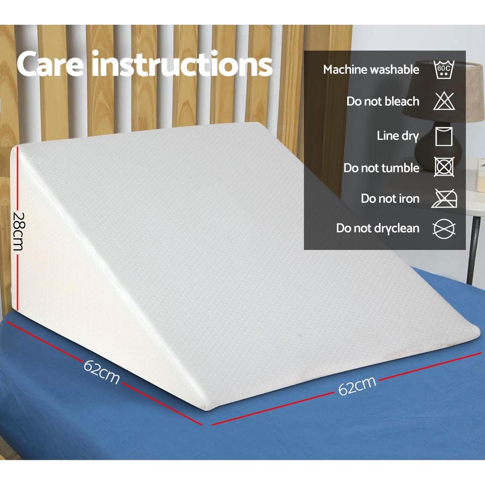 2X Memory Foam Wedge Pillows Neck Back Support with Cover Waterproof Beige - Rivercity House & Home Co. (ABN 18 642 972 209) - Affordable Modern Furniture Australia