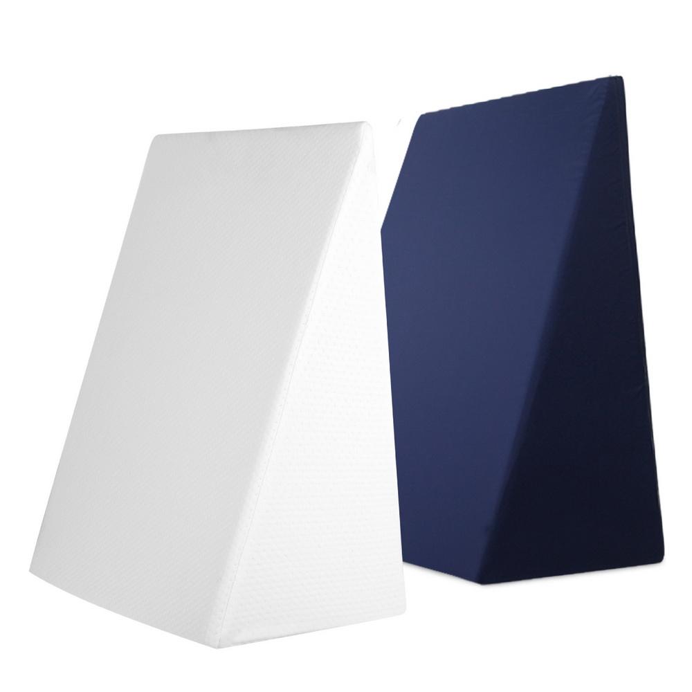 2X Memory Foam Wedge Pillows Neck Back Support with Cover Waterproof White Blue - Rivercity House & Home Co. (ABN 18 642 972 209) - Affordable Modern Furniture Australia