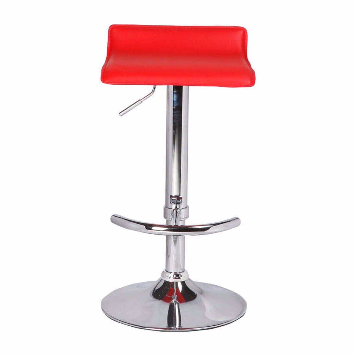 2X Red Bar Stools Faux Leather Low Back Adjustable Crome Base Gas Lift Slim Seat Swivel Chairs - Rivercity House & Home Co. (ABN 18 642 972 209) - Affordable Modern Furniture Australia