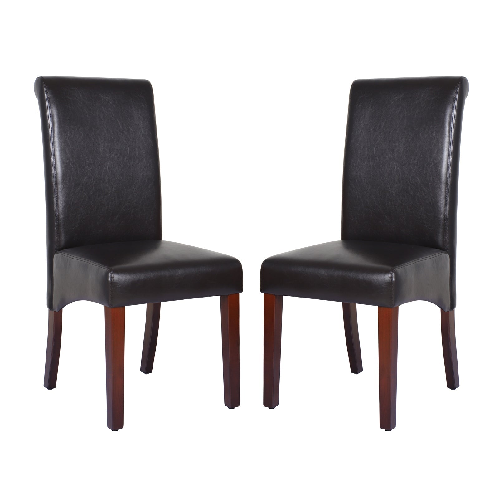 2x Wooden Frame Brown Leatherette Dining Chairs with Solid Pine Legs - Furniture > Dining - Rivercity House & Home Co. (ABN 18 642 972 209) - Affordable Modern Furniture Australia