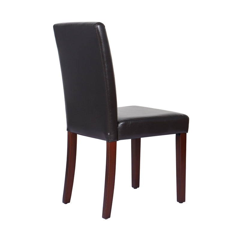 2x Wooden Frame Brown Leatherette Dining Chairs with Solid Pine Legs - Furniture > Dining - Rivercity House & Home Co. (ABN 18 642 972 209) - Affordable Modern Furniture Australia