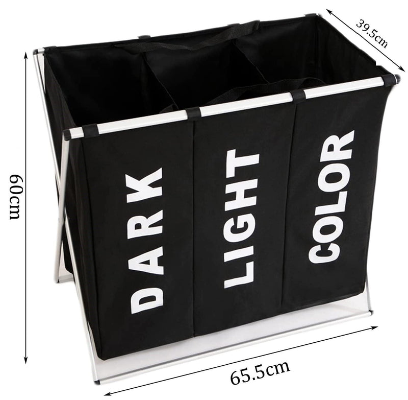 3 in 1 Large 135L Laundry Clothes Hamper Basket with Waterproof bags and Aluminum Frame (Black) - Home & Garden > Bathroom Accessories - Rivercity House & Home Co. (ABN 18 642 972 209) - Affordable Modern Furniture Australia