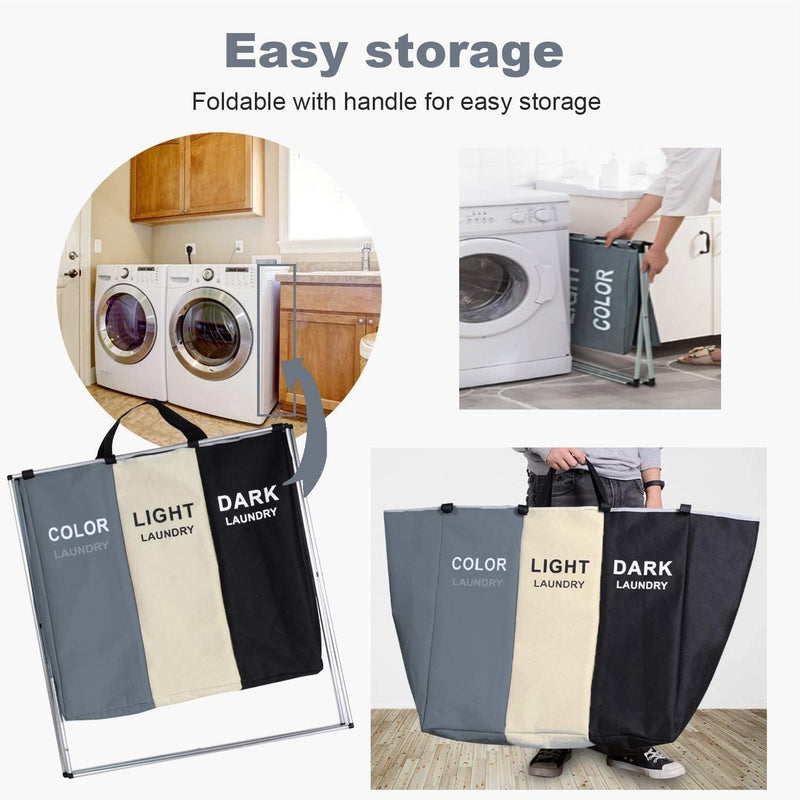 3 in 1 Large 135L Laundry Clothes Hamper Basket with Waterproof bags and Aluminum Frame (Multi) - Home & Garden > Bathroom Accessories - Rivercity House & Home Co. (ABN 18 642 972 209) - Affordable Modern Furniture Australia