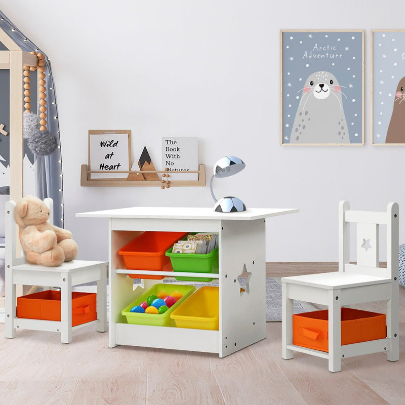 3 PCS Kids Table and Chairs Set Children Furniture Play Toys Storage Box - Baby & Kids > Kid's Furniture - Rivercity House & Home Co. (ABN 18 642 972 209) - Affordable Modern Furniture Australia
