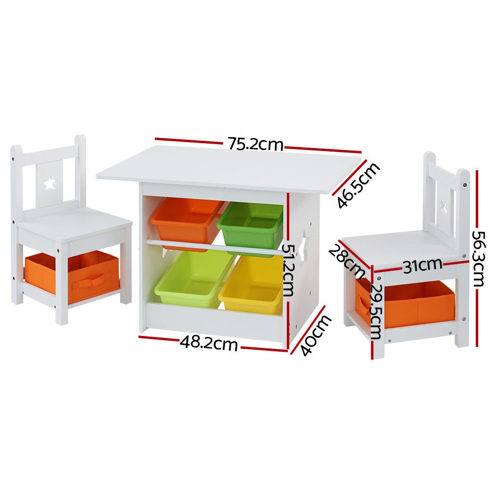 3 PCS Kids Table and Chairs Set Children Furniture Play Toys Storage Box - Baby & Kids > Kid's Furniture - Rivercity House & Home Co. (ABN 18 642 972 209) - Affordable Modern Furniture Australia