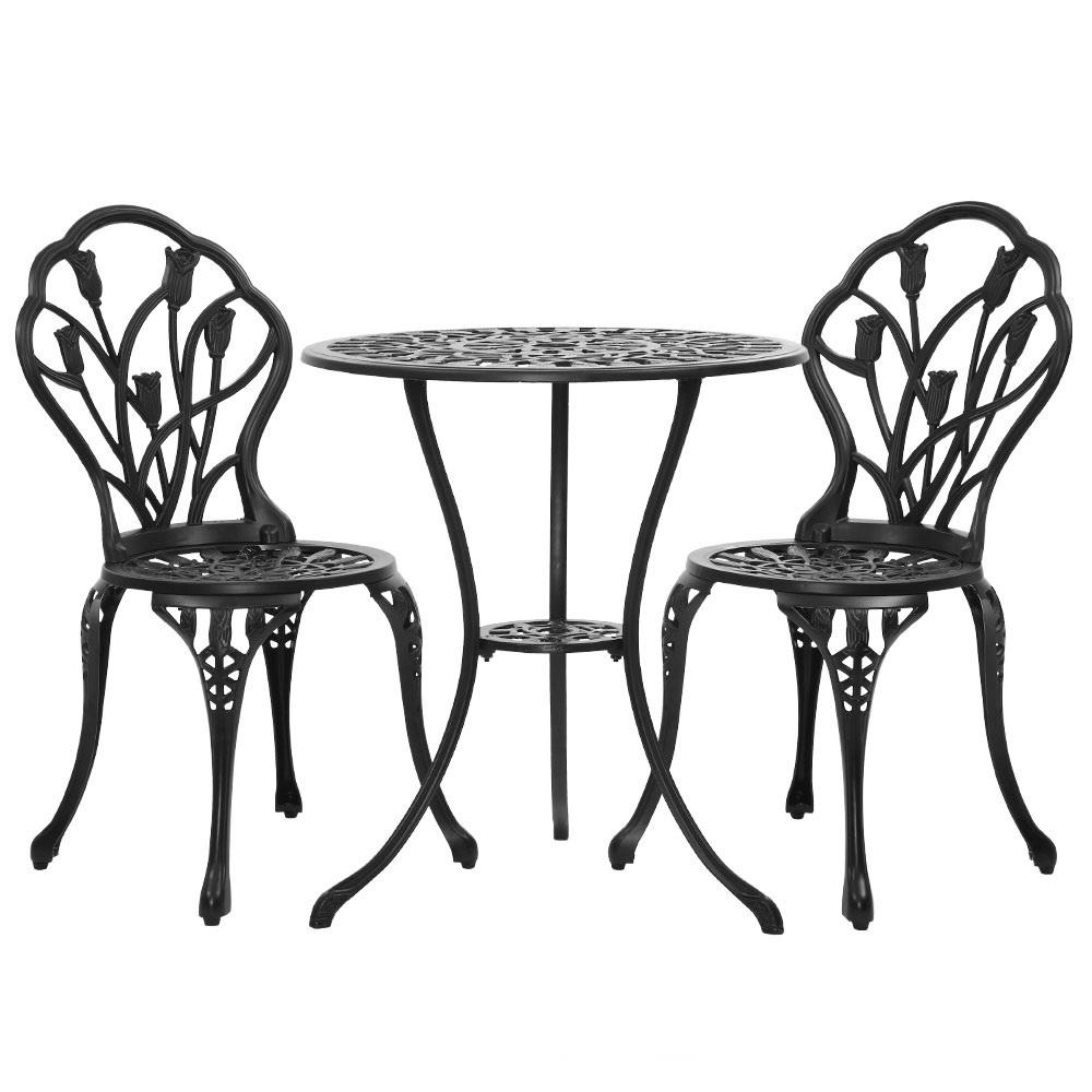 3 Piece Aluminium Bistro Setting (Black) - Furniture - Rivercity House & Home Co. (ABN 18 642 972 209) - Affordable Modern Furniture Australia
