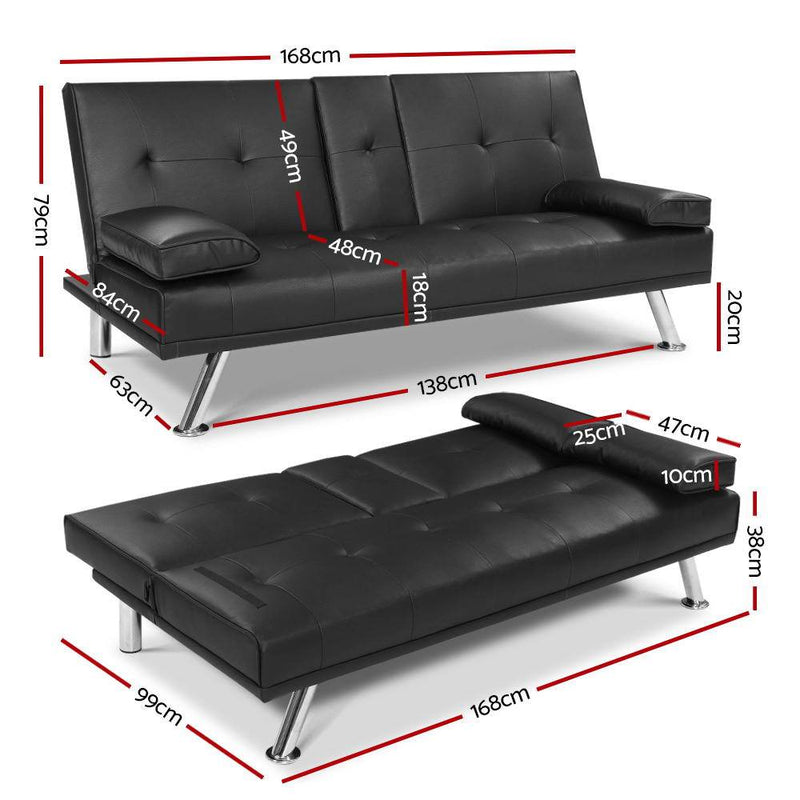3 Seater Leather Cup Holder Recliner Sofa Bed - Rivercity House & Home Co. (ABN 18 642 972 209) - Affordable Modern Furniture Australia
