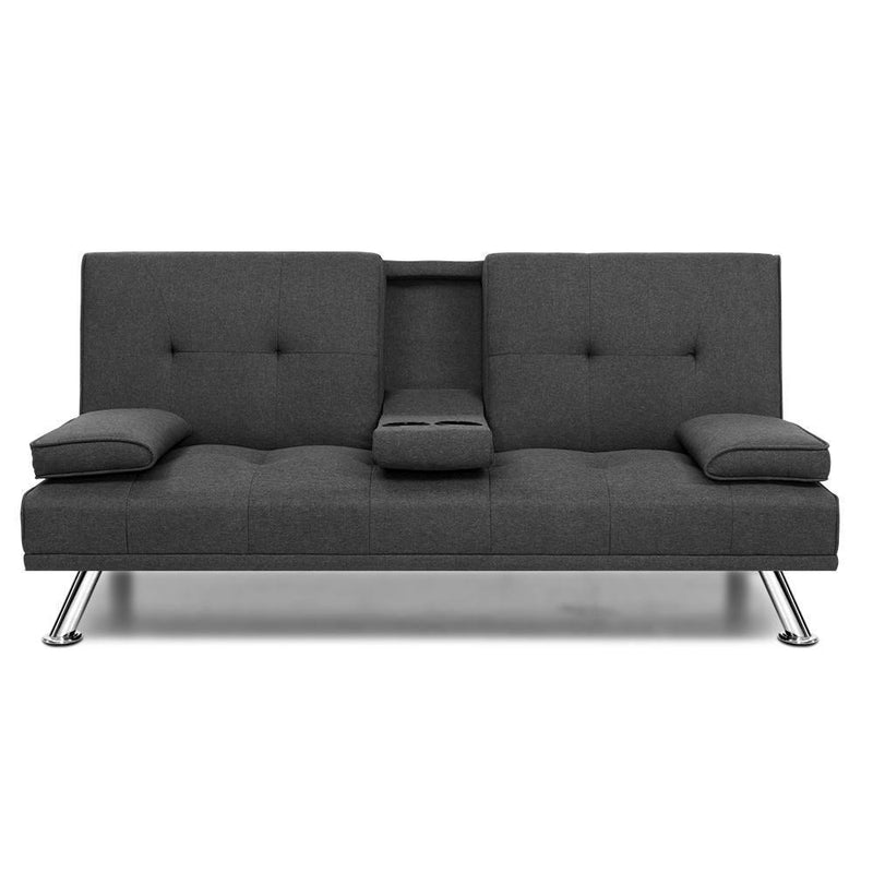 3 Seater Sofa Bed Recliner Futon (Dark Grey) - Rivercity House & Home Co. (ABN 18 642 972 209) - Affordable Modern Furniture Australia